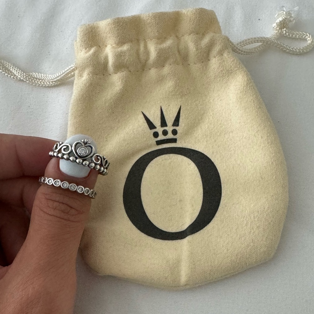 Princess Tiara Crown Ring With Stackable Ring - image 1